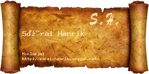 Sárai Henrik névjegykártya